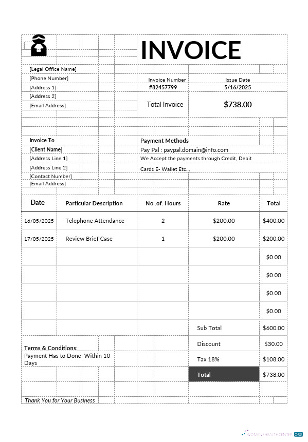 Download Attorney Invoice Template Photoshop template